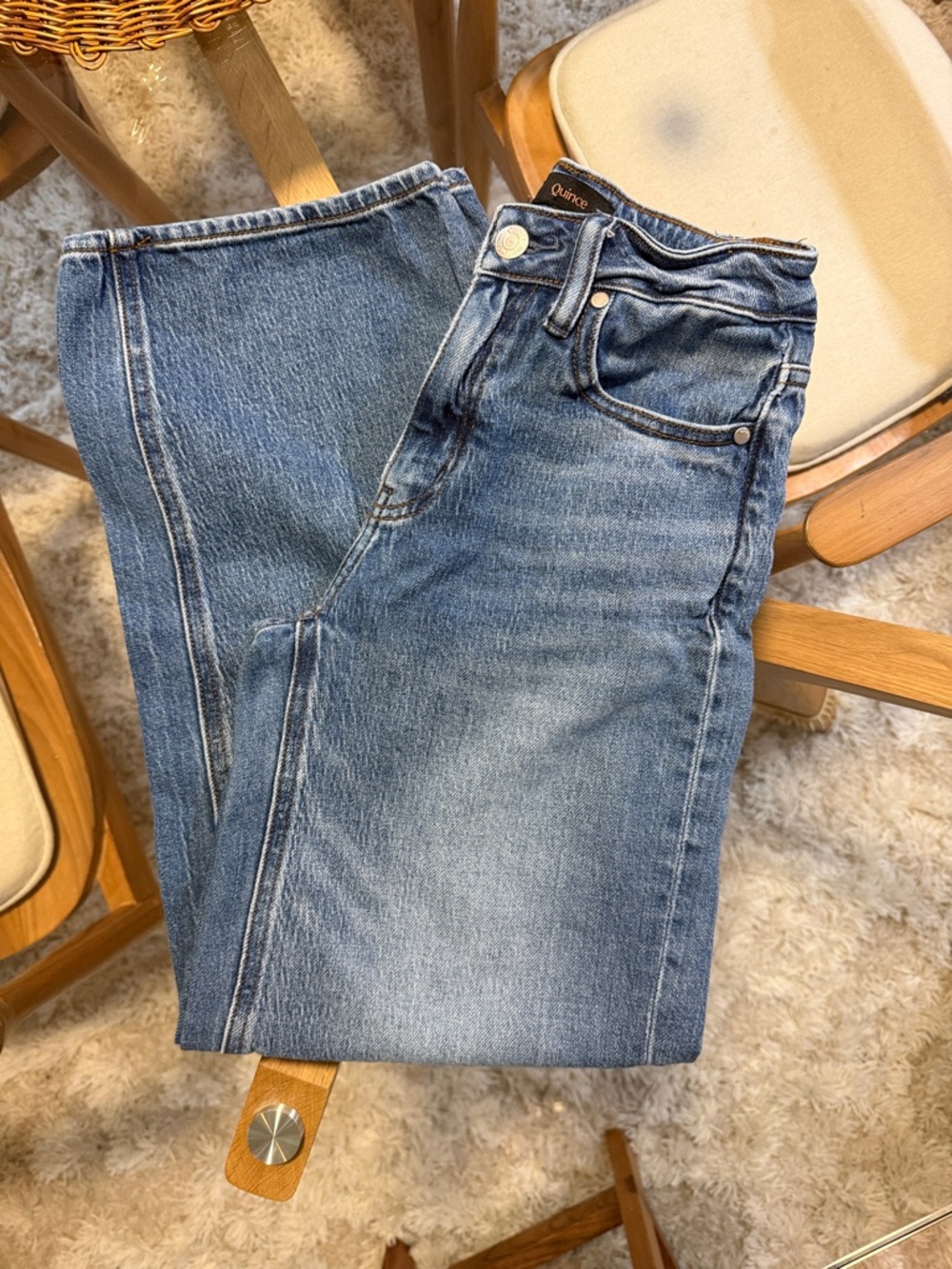 Quince Women's Straight Leg Jeans in Blue Denim